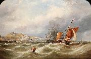 Ebenezer Colls A heavy swell off Dover Harbour, with a Channel packet coming in oil painting on canvas